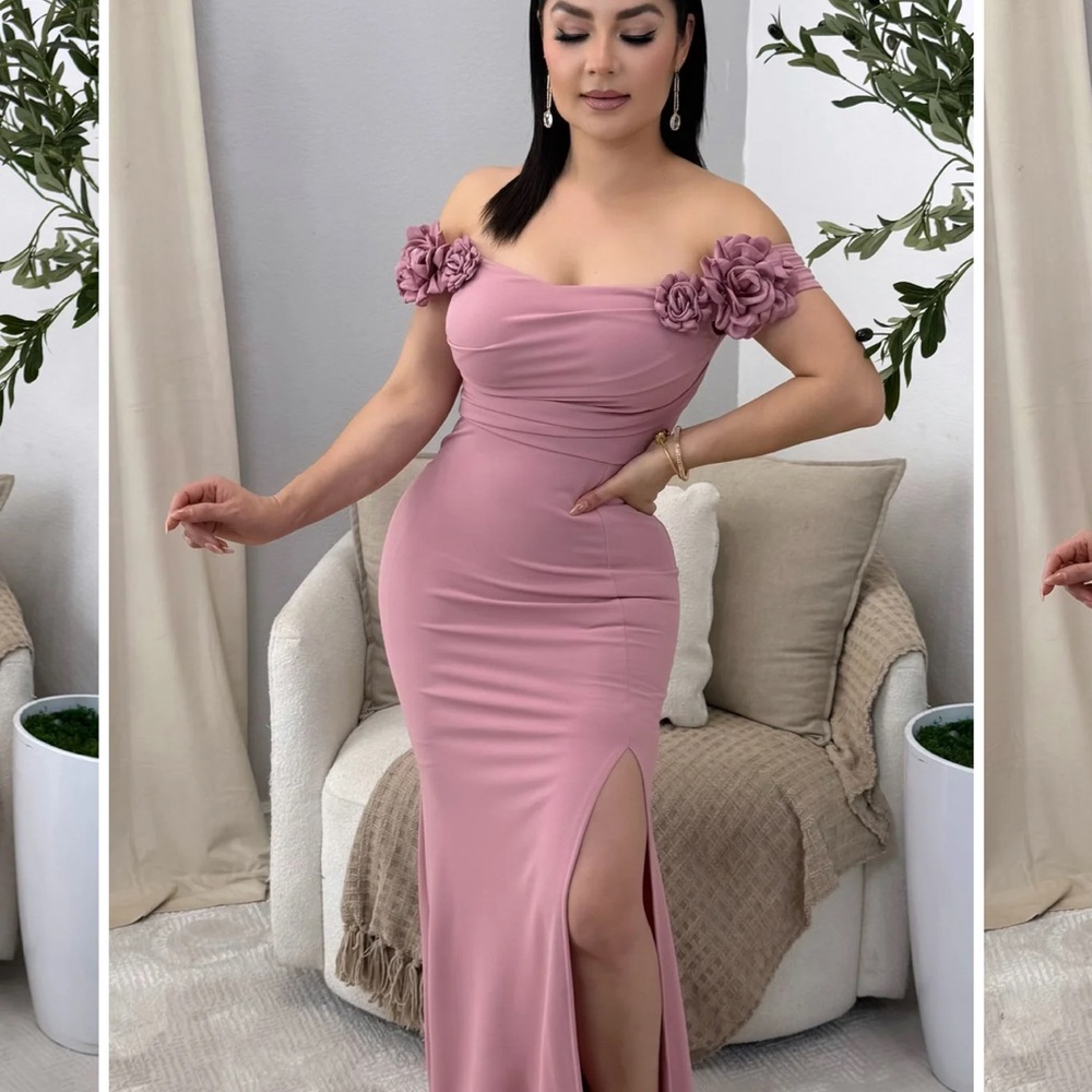 Elegant Pink Off-Shoulder Dress